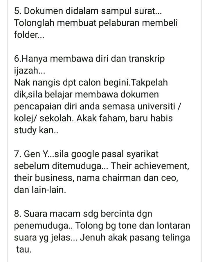 Bertugas Sebagai Panel Temuduga, Interviewer Ini Kongsi 11 